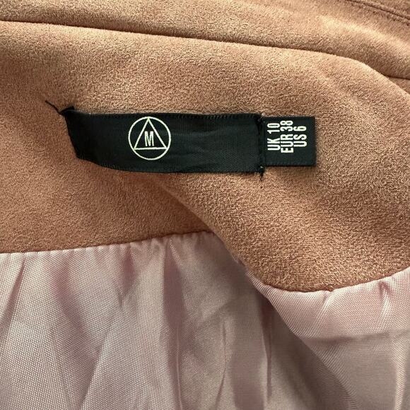 Missguided Faux-suede Moto Biker Jacket Size 6 Dusty Pink - Picture 7 of 9
